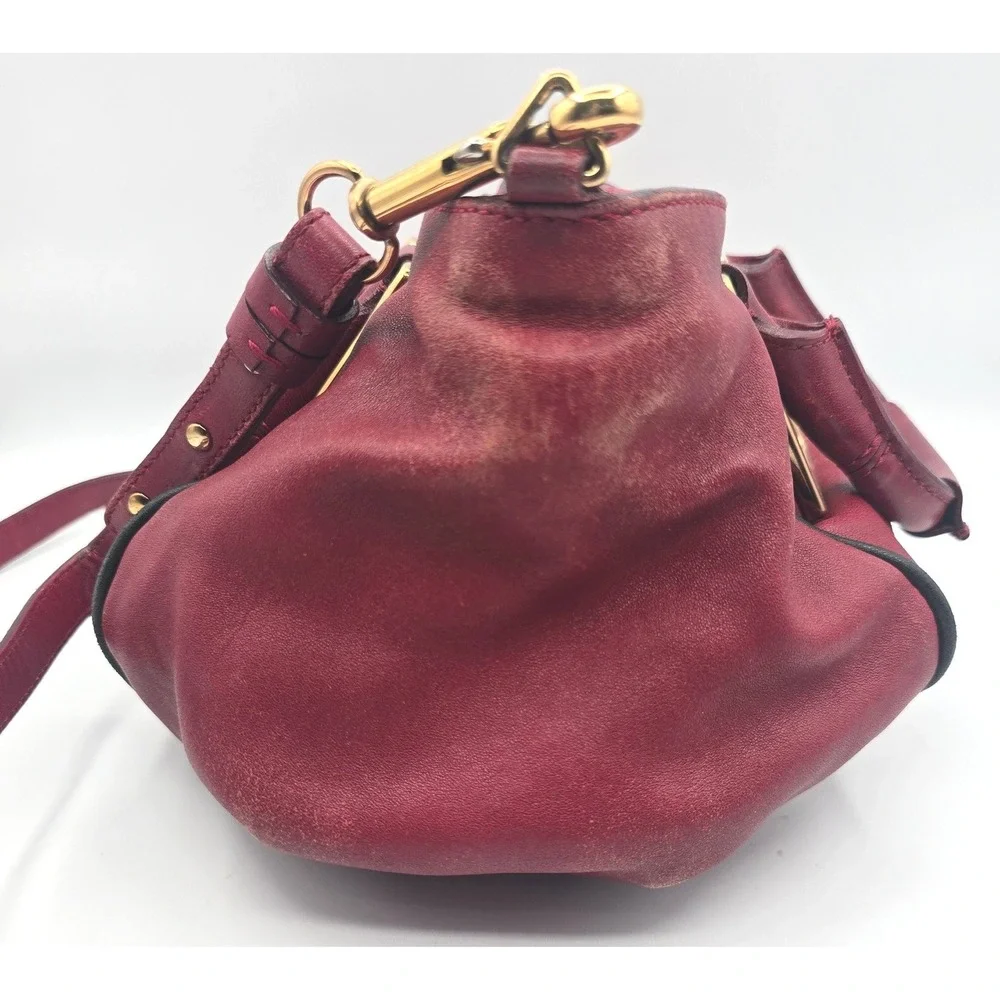 Authentic Chloe Ethel Small Red Leather Satchel Shoulder Crossbody Bag Handbag